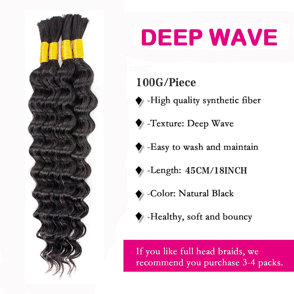 26 Inch Deep Wave Bulk Human H - Hair Care Formulation ulasan dan harga